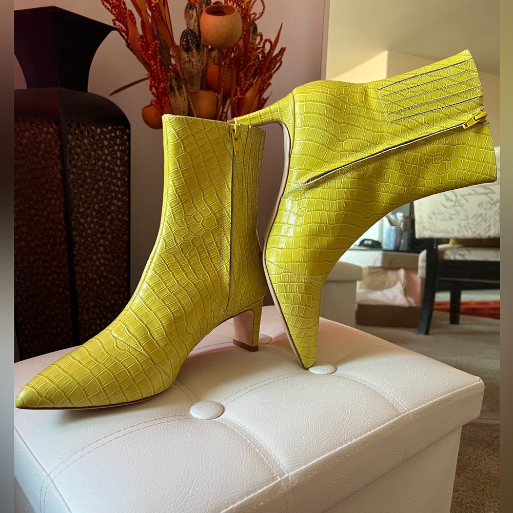 New Charlotte Stone Crocco-Embossed Leather Boots